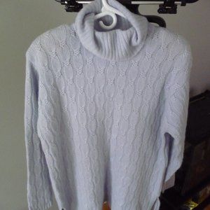 JEANNE PIERRE new women's angora lambs wool sky blue turtle neck sweater tunic M